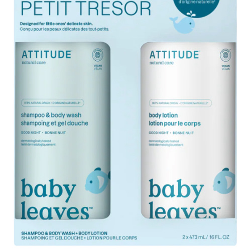 ATTITUDE 2-in-1 Baby Shampoo & Body Wash + Lotion Set – EWG Verified® Calming Nighttime Scent