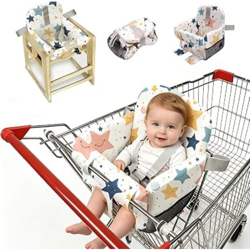 Shopping Cart Cover for Baby Boy & Girl,High Chair Cover for Restaurant Seat,Soft Padded Machine Washable Infant Toddler Buggy Seat Cover,Swing Insert for Infant & Toddler - Stars