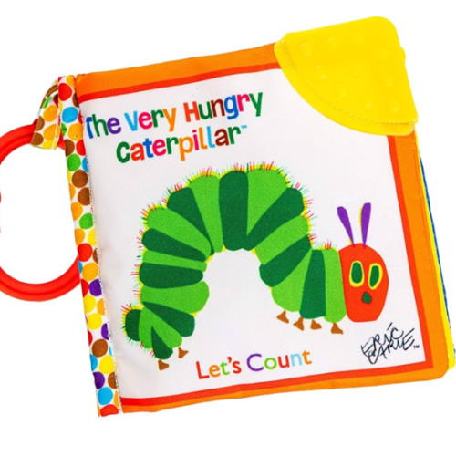 Let's Count Soft Book - World of Eric Carle the Very Hungry Caterpillar Baby on the Go Clip Teething Crinkle Soft Sensory Book for Babies, 5.25x5.25 Inch