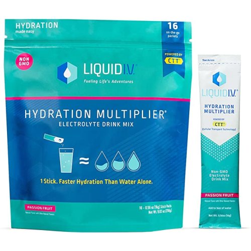 Liquid I.V. Hydration Multiplier - Passion Fruit - Hydration Powder Packets | Electrolyte Drink Mix | Easy Open Single-Serving Stick | Non-GMO - 16