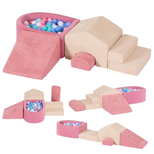 Foam Climbing Toys for Toddlers with Ball Pit | Climbing Blocks, Climb and Crawl Activity Playset Indoor, High-Density Foam Toddler Play Crawling Sliding (Excluding Balls)