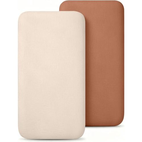 2-Pack Muslin Bassinet Sheets for Baby Boys Girls 33"x21"