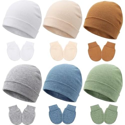 BQUBO Newborn Baby Hats Mittens Set Hospital Hat Beanie Infant Caps Baby Gloves for Boys Girls 0-6 Months