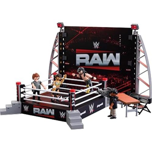 Playmobil | WWE | WWE RAW Ring Collectors Set | Wrestling Ring with CM Punk, Seth Rollins, Referee, Cameraman & Accessories | for Fans Aged 5+ | 71956