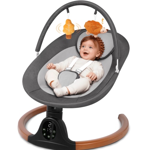 Babyeap Baby Swing for Infants, Electric Swing with 5 Swing Speeds and 10 Lullabies, Gray