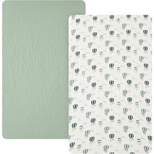 david's kids Muslin Mini Crib Sheets, 2 Pack Cotton Pack N Play Sheets for Boys Girls Neutral, Soft Breathable Baby Sheets Fit Pack N Play, Playard and Mini Crib Mattresses, Animals