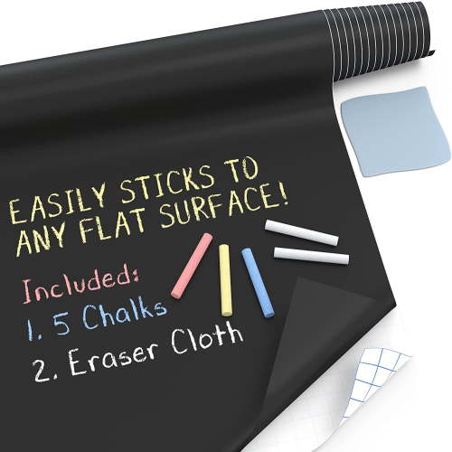 Black Chalkboard Contact Paper - 8 ft (18W x 79"L) Chalk Board Paper Roll - Self Adhesive Wall Paper Blackboard Wall Decal Sticker - Removable