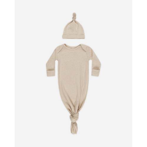 Knotted Baby Gown + Hat || Taupe – Quincy Mae