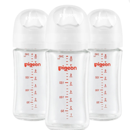 Pigeon Wide Neck Nursing Bottle 8oz/240ml Glass 3pc with M nipple