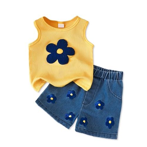 Toddler Girl Clothes Baby Girl Summer Outfits Ruffle Sleeveless Shirts Tops Shorts Set for Girl Clothing