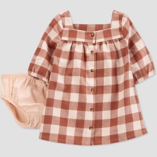 Carter's Just One You®️ Baby Girls' Gingham Dress - Brown, Size: 3M