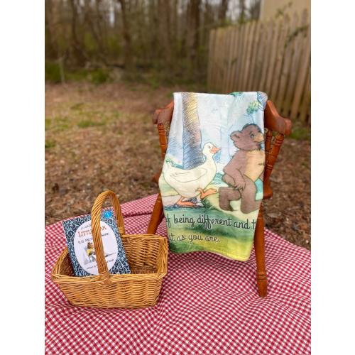 Vintage Storybook Bear and Friends Blanket: 30x40 | Polyester Fleece | Love you as you are | Watercolor-Like Design | Lightweight and Thin