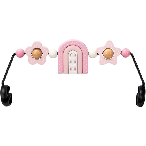 Baby Bouncer Toy Bar Wooden Compatible with Baby Bjorn Bouncer, Bouncer Toy Attachment, Tight and Secure Fit, So Fun to Watch, Touch and Spin for Babies All Ages (Pink Rainbow)