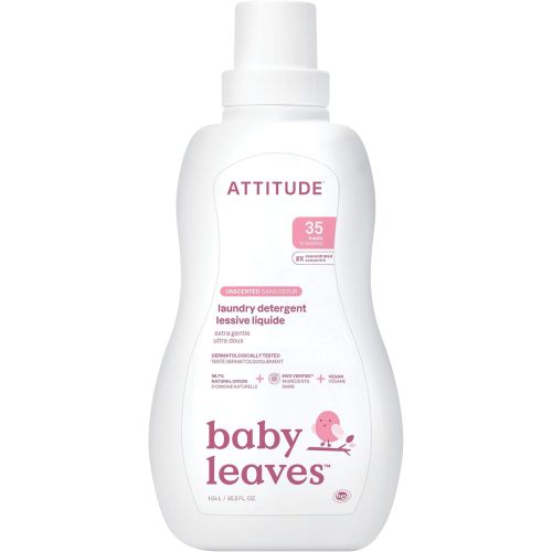 ATTITUDE Baby Laundry Detergent, EWG Verified, Plant and Mineral-Based Formula, HE Compatible, Vegan Household Products, Unscented, 35 Loads, 35.5 Fl Oz