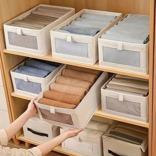 Foldable Clothes Storage Box with Viewing Window - Heavy-Duty Organizer Box, Stackable Closet Organizer for Wardrobe, Under-Bed, Shelf