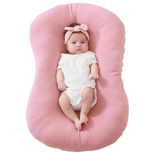 FUNUPUP Baby Lounger Cover Only Rayon Derived from Bamboo, Pink | Removable Elastic, Soft Breathable, Easy On/Off Change, Machine Washable