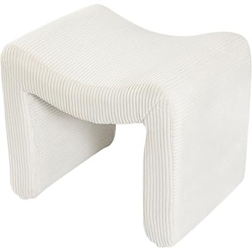 Velvet Small Footstool Ottoman Vanity Stool Chair Seating Backless Modern Foot Rest Corduroy Ottoman for Makeup Room, Entryway, Living Room,Bedroom, Beige