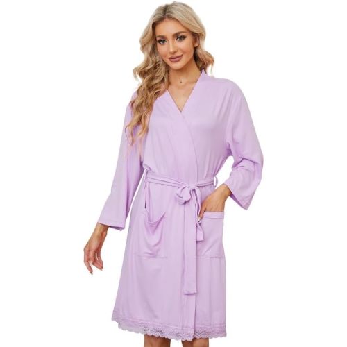 LYCY Short Robes for Womens Lightweight, Soft Womens Robe Spa Ladies Bathrobe 3/4 Sleeve