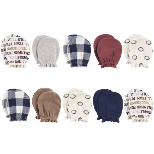 Hudson Baby Infant Boys Cotton Scratch Mittens, Football, 0-6 Months