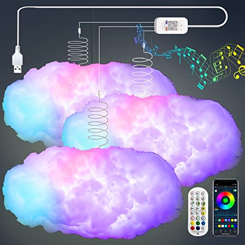 ZOKON 3PCS 3D Big Cloud Lightning Light Kit Music Sync Multicolor Lightning Changing Strip Lights 360 Degree Wireless Remote APP NO DIY Coolest Decorations for Adults and Kids Indoor Home Bedroom