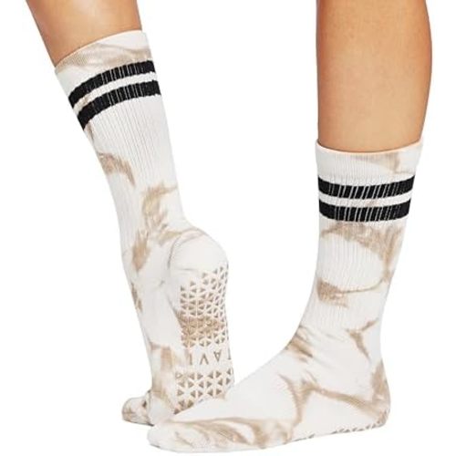 TAVI Kai Fashion Crew Grip Socks - For Slipper Barre, Pilates, and Yoga - with Grips for Women and Men