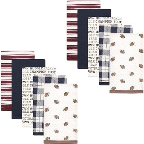 Hudson Baby Unisex Baby Quilted Burp Cloths, Football, One Size