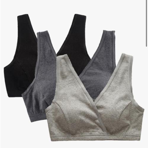 CAKYE 3 Pack Maternity Nursing Sleep Bra Breastfeeding Cotton Bralette