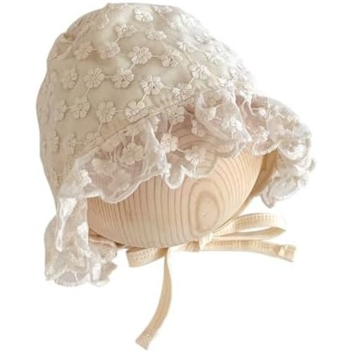 HOOLCHEAN Baby Girls Lace Cotton Bonnet Retro Style Embroidery 0-12M