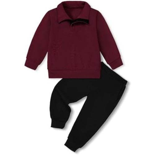 Toddler Boy Clothes 2PCS Fall Winter Baby Boy Outfit Long Sleeve Solid Sweatshirt +Pants Sweatsuit Clothing Set 1-5T