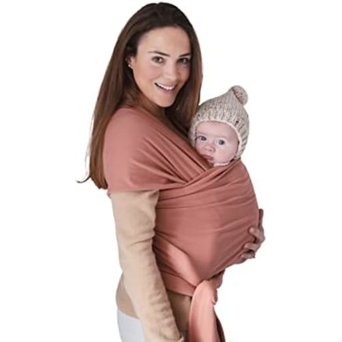 mushie Baby Wrap Carrier | Organic Cotton and Elastane | Infant Sling for Newborn and Babies 8-35 lbs (Cedar)