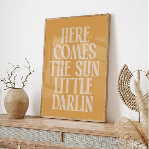 NATVVA Here Comes The Sun Little Darling Canvas Poster Sunshine Nursery Print Wall Art Sunshine Painting For Dorm Room Living Room Nursery Home Decor Unframed