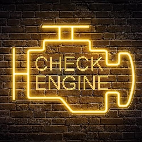 Kavaas Check Engine Neon Sign, LED Garage Sign for Car Room Decor | Check Engine Light Neon Sign for Garage Decor, Auto Repair Workshop, Man Cave - Best Gifts for Dad, Car Enthusiast (Golden Yellow)
