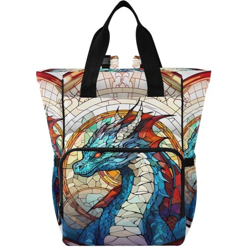 Bolaz Diaper Bag Backpack Tote Multifunction Baby Nappy Changing Bags Dragon Large with Stroller Straps Travel