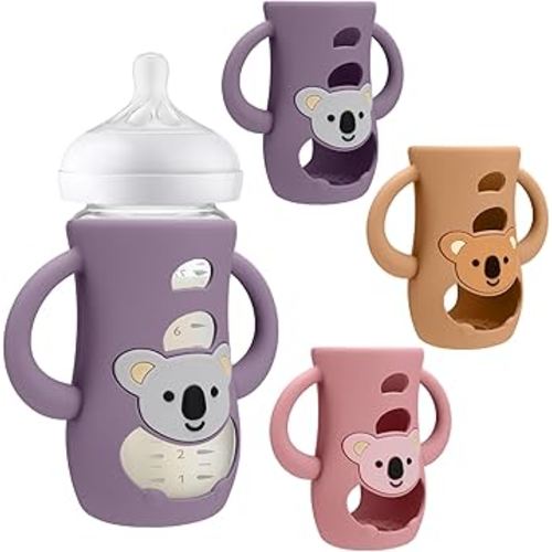 BUSOHA 3 Pack Koala Silicone Sleeves for Avent Baby Bottles - Drop Protection Baby Bottle Sleeves with Handle for Avent Natural Baby Bottles,8 Ounce