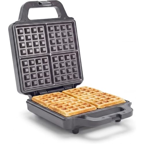 GreenPan Advanced Waffle Maker, 4-Square Belgian & Classic Waffle Maker, PFAS-Free Ceramic Nonstick, Cool-Touch Handle, Overheat Protection, Easy Clean, Graphite