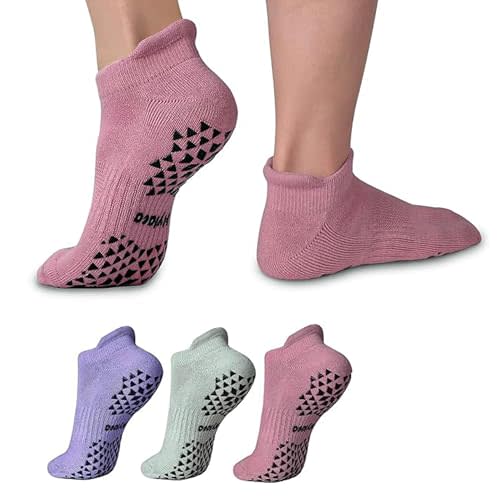 Hylaea Unisex Non Slip Socks with Grip for Yoga, Hospital, Pilates, Barre | Ankle, Cushioned