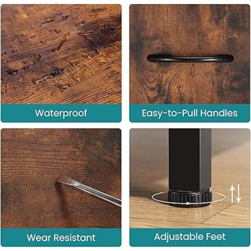 OLIXIS 7 Drawers Dresser for Bedroom, Fabric Storage Tower for Living Room, Entryway - Sturdy Steel Frame, Wooden Top & Easy Pull Fabric Bins, Closet Chests Organizer for Clothes, Classic Rust Brown