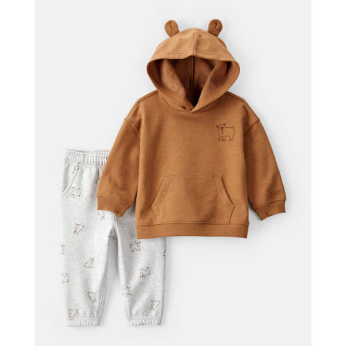 Baby Boy DayDream Fleece Bear Print Long-Sleeve Tee & Pant Set - Brown - Carter's | Carter's