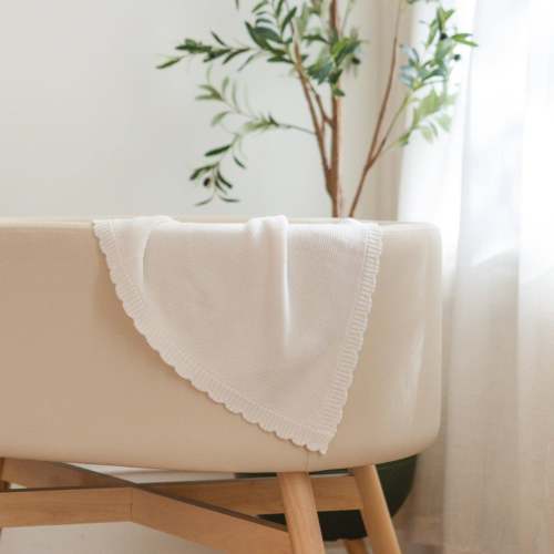 Scallop Edge Knit Baby Blanket - Cloud