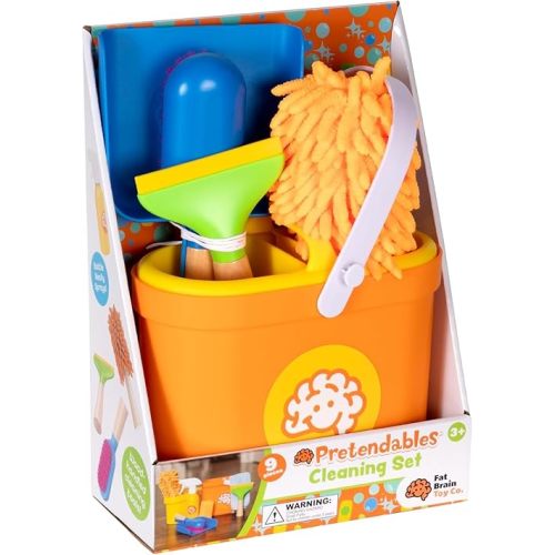 Fat Brain Toys Pretendables Cleaning Set - Pretend Playset with Storage, Ages 3+