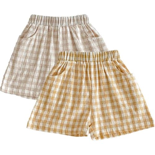 Ashmyova Classic Shorts for Boys Thin Cotton Stripe Elastics Waist Casual Summer Toddler Shorts Lightweight 2Pcs