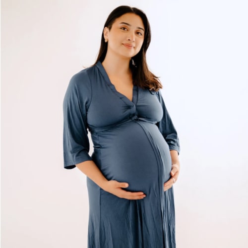 Lila Labor & Postpartum Gown in Midnight Blue