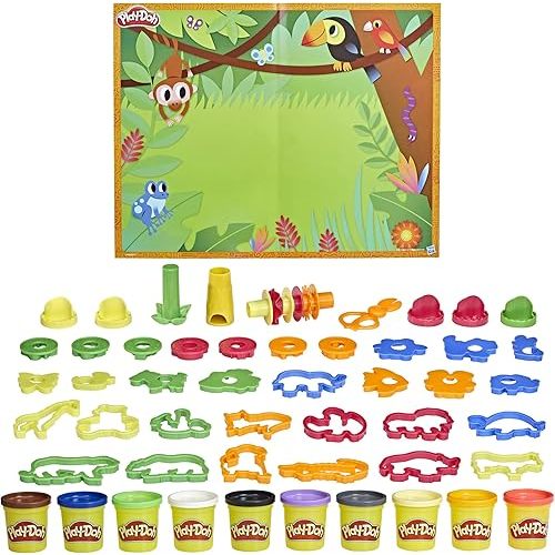 Play-Doh Animal Adventure Set, Arts and Crafts Toys for 3 Year Old Girls & Boys, 45 Tools, 10 Cans (Amazon Exclusive)