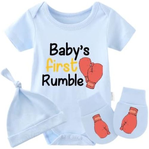 YSCULBUTOL Twins Bodysuits - Baby First Rumble Infant Clothes Unisex Twin Romper Outfits With Hat