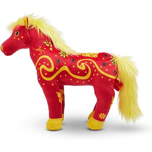 FoxE Year of The Horse Plush Toy 2026 with Lucky Money Envelope, Chinese Zodiac Lunar New Year Stuffed Horse, Soft Red Zodiac Plush Gift for CNY Home Decoration and Festival Display