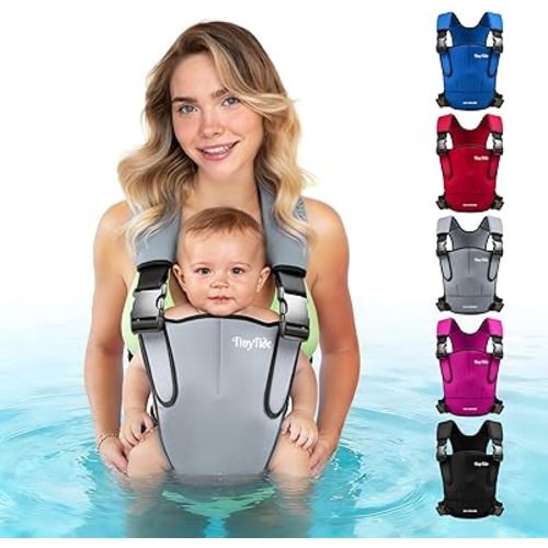TinyTide Baby Carrier Grey - Ergonomic Neoprene Infant Carrier with M Seat - Water & All-Season Use - Adjustable Straps, Lightweight- 4-15kg, 2 Months to 2 Years