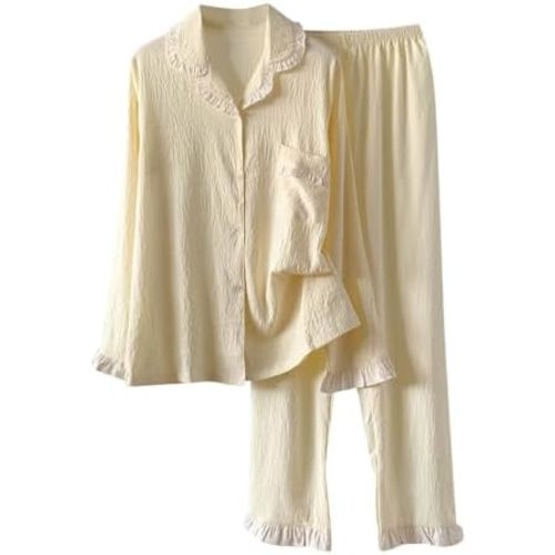 Pajamas for Women 2 Piece Cotton PJs Set Long Sleeve Button Down Comfy Tops and Pants Fall Clothes With Pockets