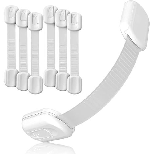 3M Adhesive Child Safety Strap Locks by Baby Proof Me, Baby Latches for Cabinets, Dishwashers, Fridges, Ovens and Trash Cans, Stain Free Toilet Lock (6 Safety Latches)
