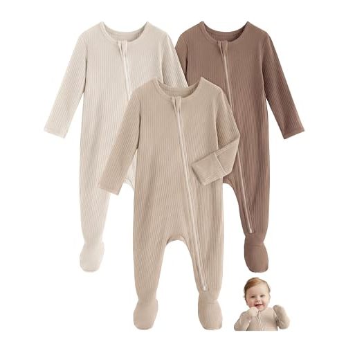 Unnivoll Rayon Made From Bamboo Baby Pajamas Baby Sleepers for Newborn 0-3 3-6 6-9 Months Footie Pjs Baby Boys Girls Clothes