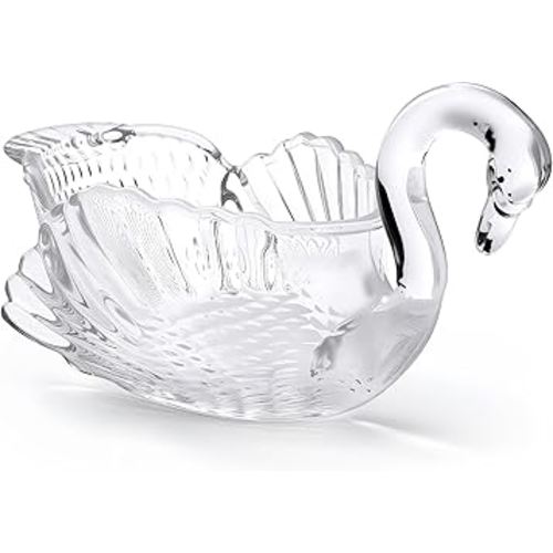 Patelai 9.84 x 5inch Crystal Swan Bowl Decorative Centerpiece Bowl for Candy Dish Flower Vase Fruits Table Decoration